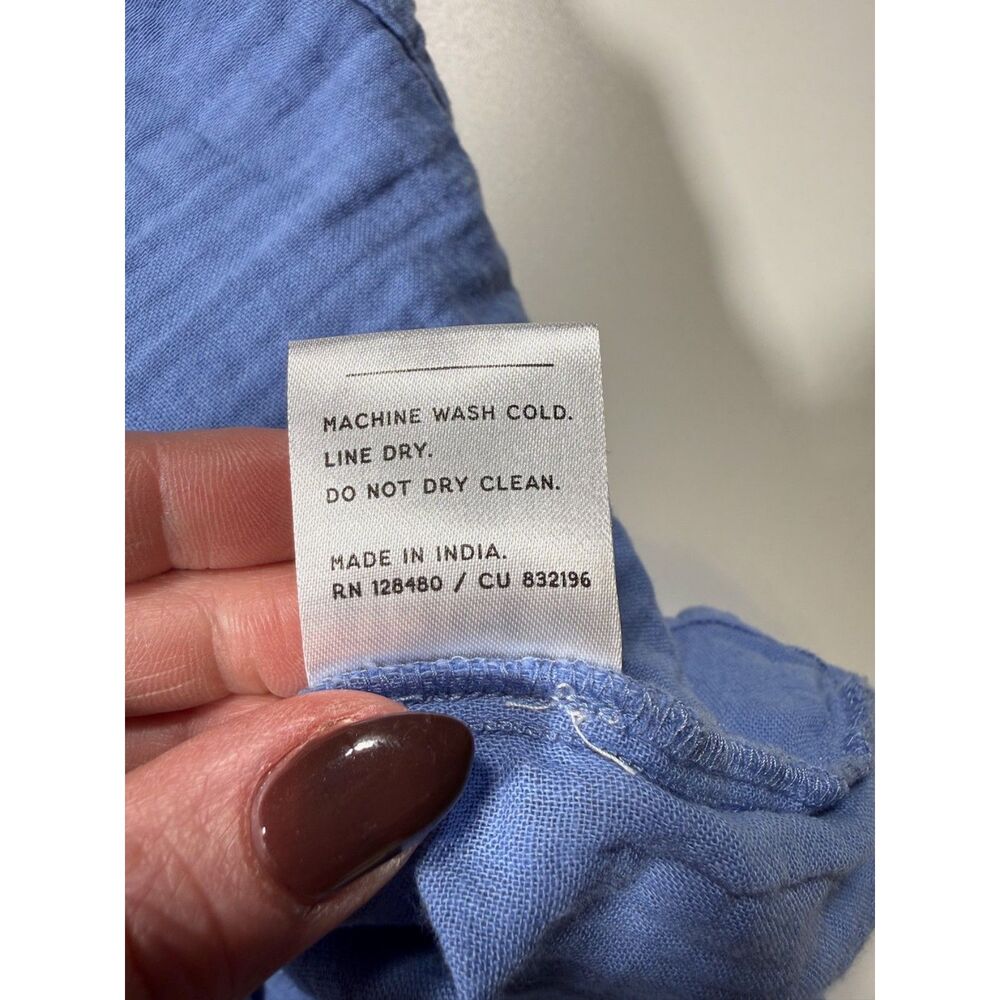 Pact Organic Cotton Gauze Tulip Midi Skirt Blue Womens XL Wrap Pockets - Picture 8 of 10